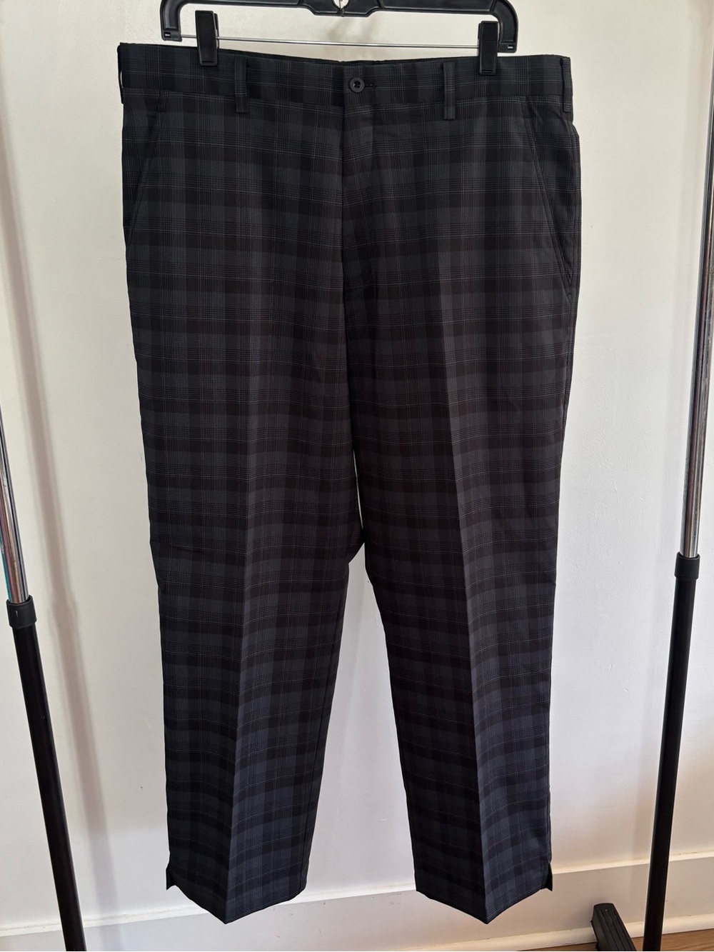 Nike Golf Fit Dry Men’s 36x34 Plaid Golf Pants Black Gray Stretch